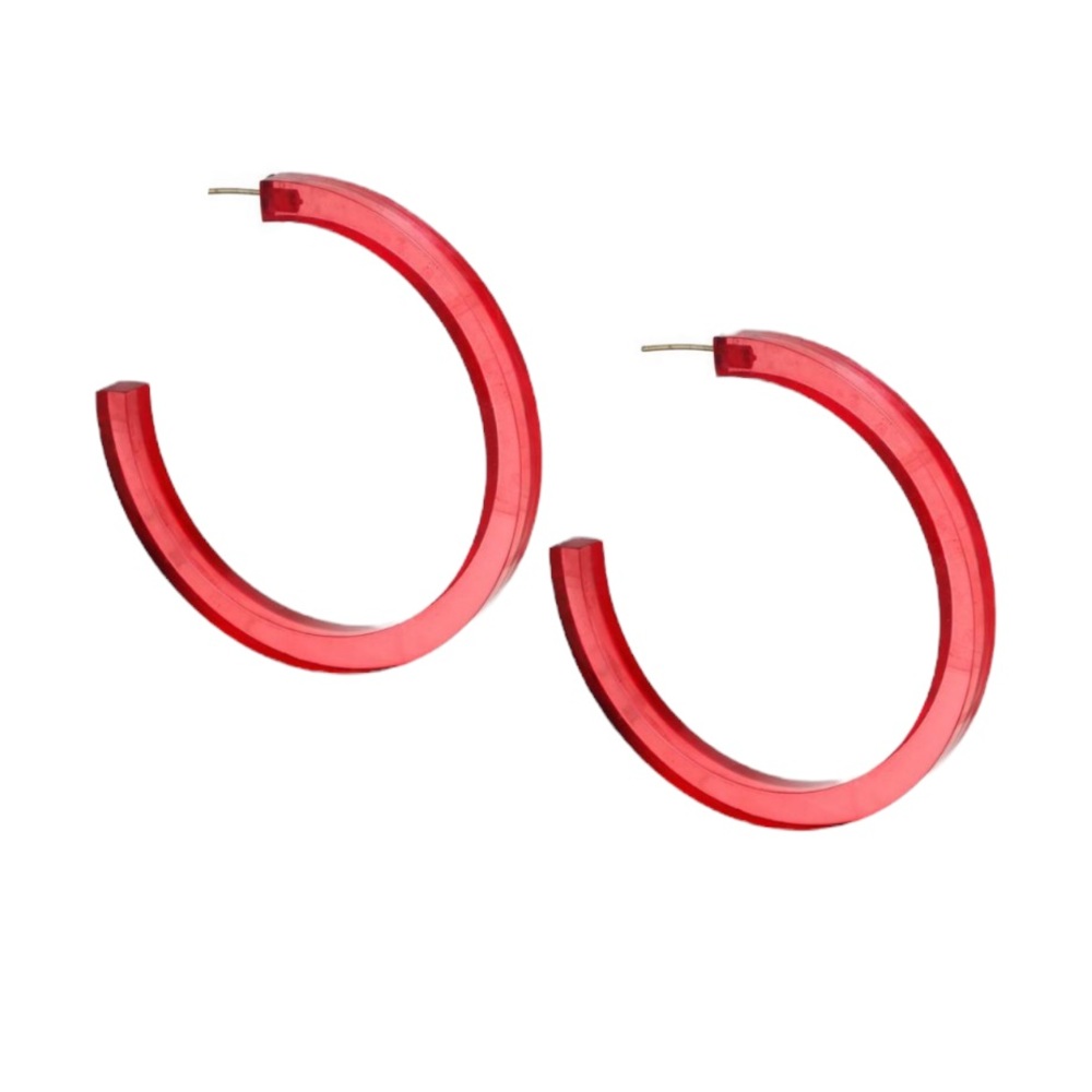 Ink + Alloy Large Solid Red Hoop Earrings NWT